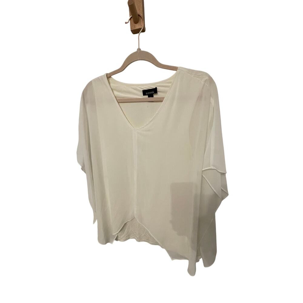 B Design M Whimsy Ethereal Fairy Dainty White Short Sleeve Chiffon Blouse